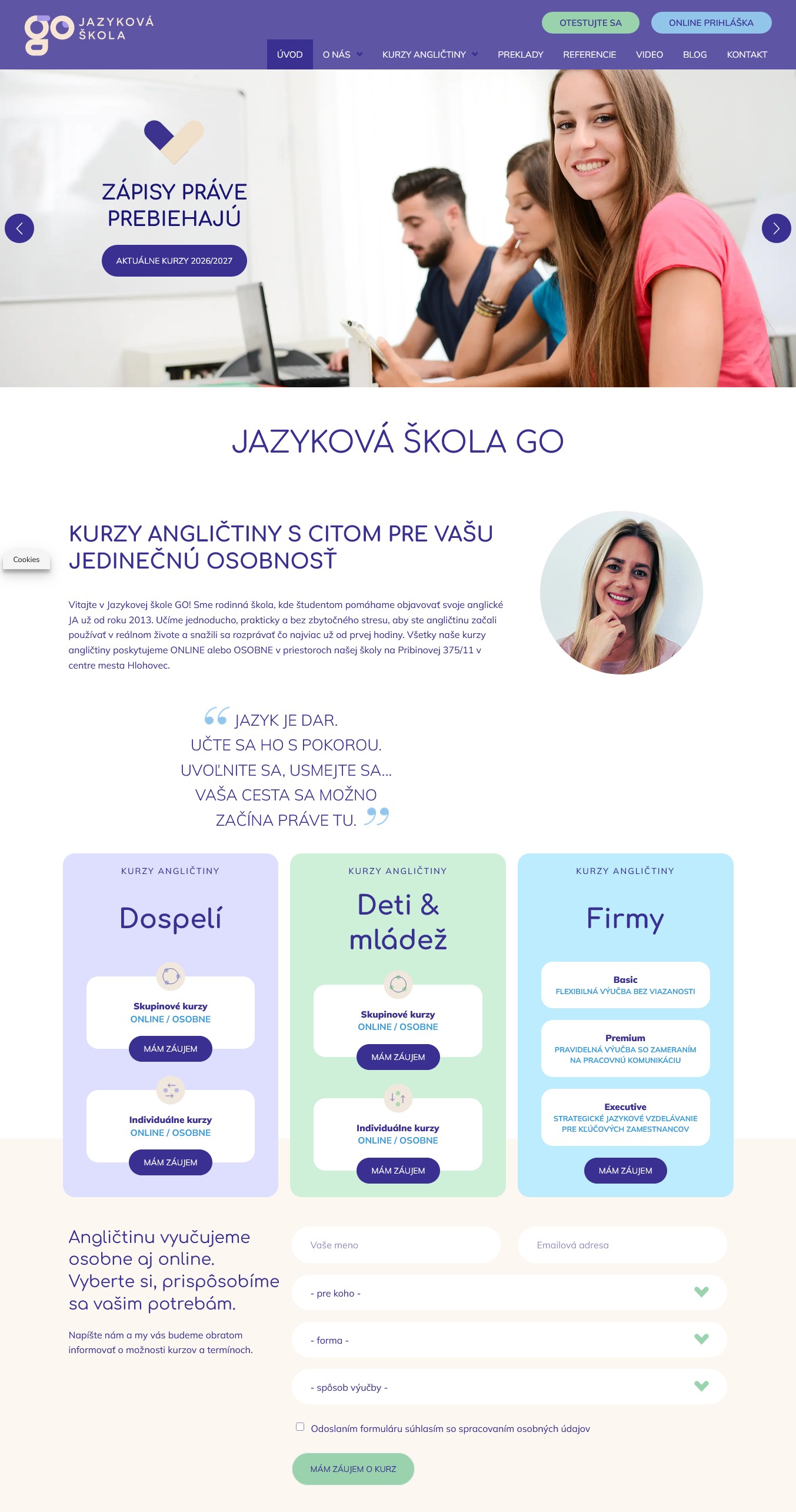 tvorba web stranky pre jazykovu skolu